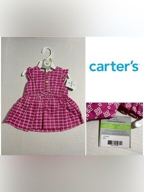🆕CARTER’S - 3M - NWT - INFANT GIRLS PINK BUTTON DRESS